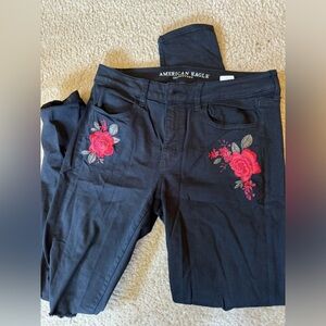 American Eagle Black Rose Jeans,Extra Long!